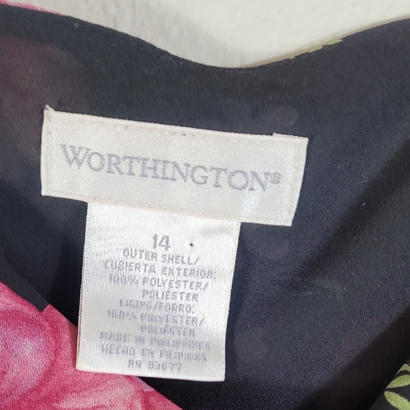 Worthington Cowl Neck Maxi Dress Size 14 Floral Short Sleeve - Picture 8 of 14